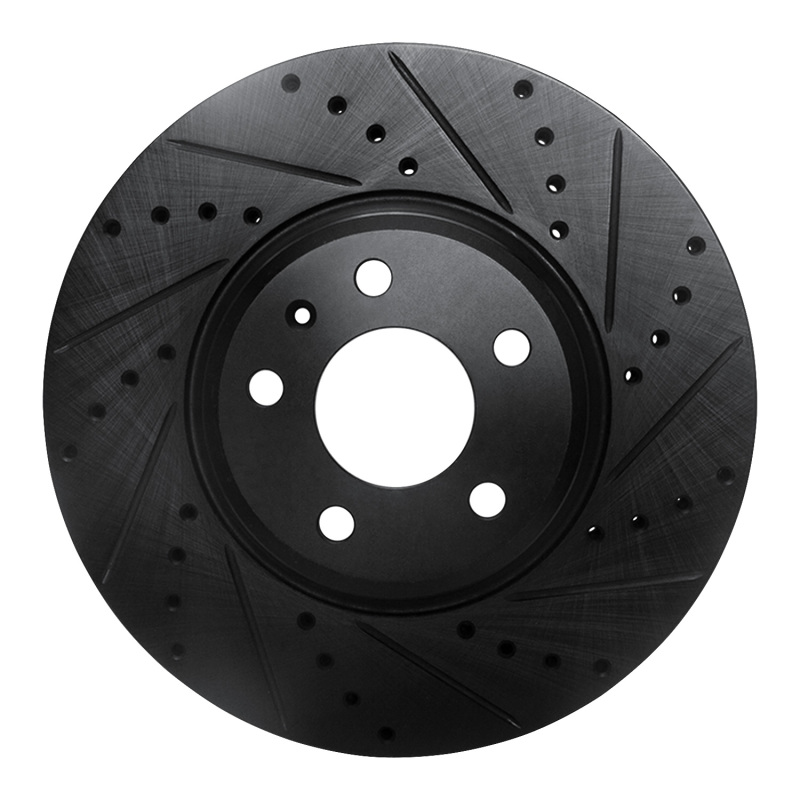 Audi Q5 Brake Rotor (1) - Front Right - R1 Concepts - Drilled & Slotted - Black - `08-`12